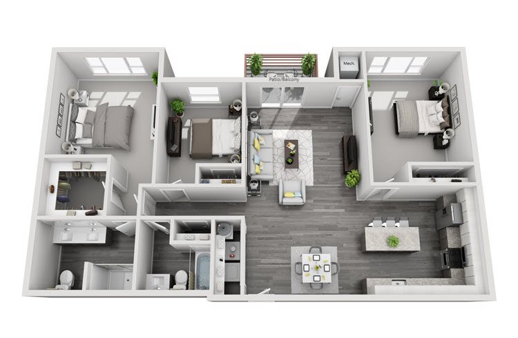 3bd2ba-3D 3D floorplan of 3bd2ba apartment